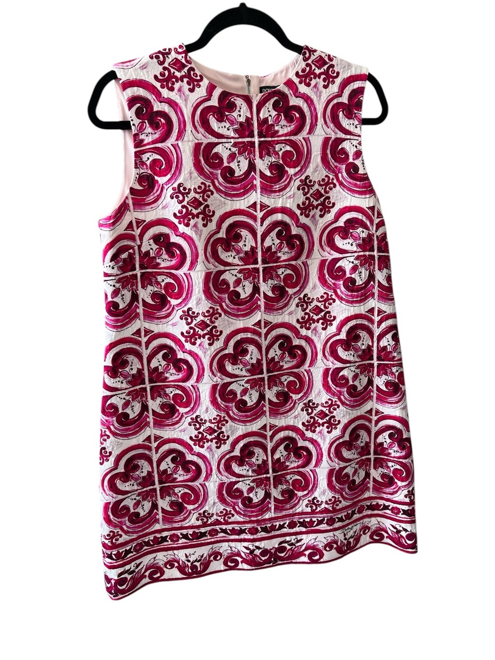 $1895 Dolce & Gabbana Maiolica Printed Mini Dress In Pink size 44